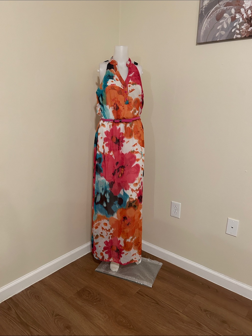 Bisou Bisou Multicolor Floral Halter Maxi Dress